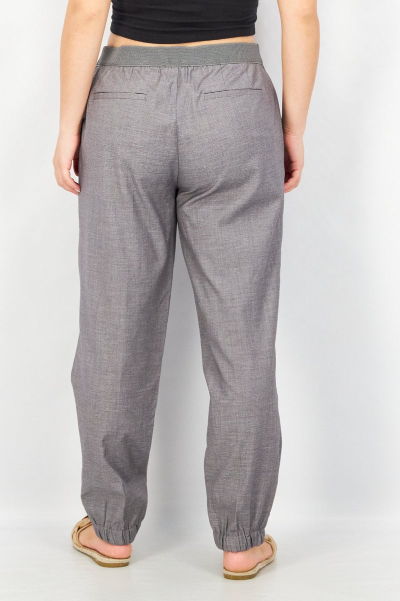ESPRIT Women Regular Fit Plain Pants, Light Grey - Image 4
